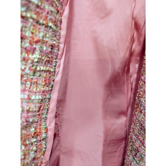 Aqua Pink Gold Tweed Double Breasted Blazer Jacket Size XS - Picture 7 of 9